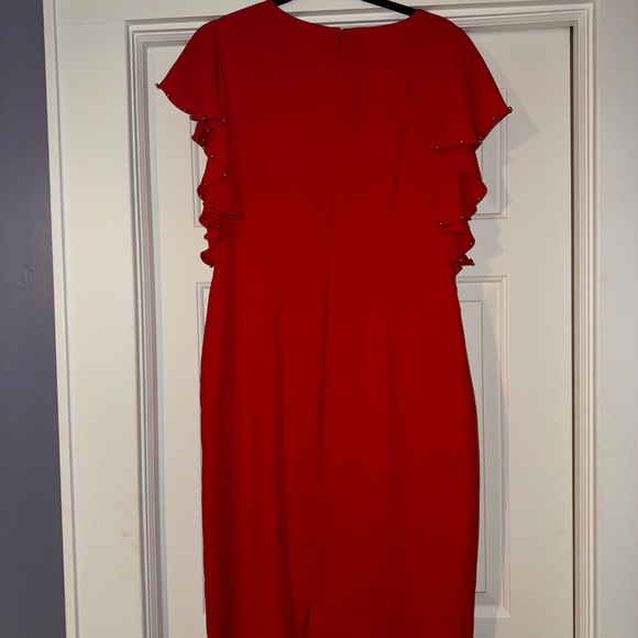 NWT - T Tahari Red Flutter Sleeve Dress - Picture 4 of 4